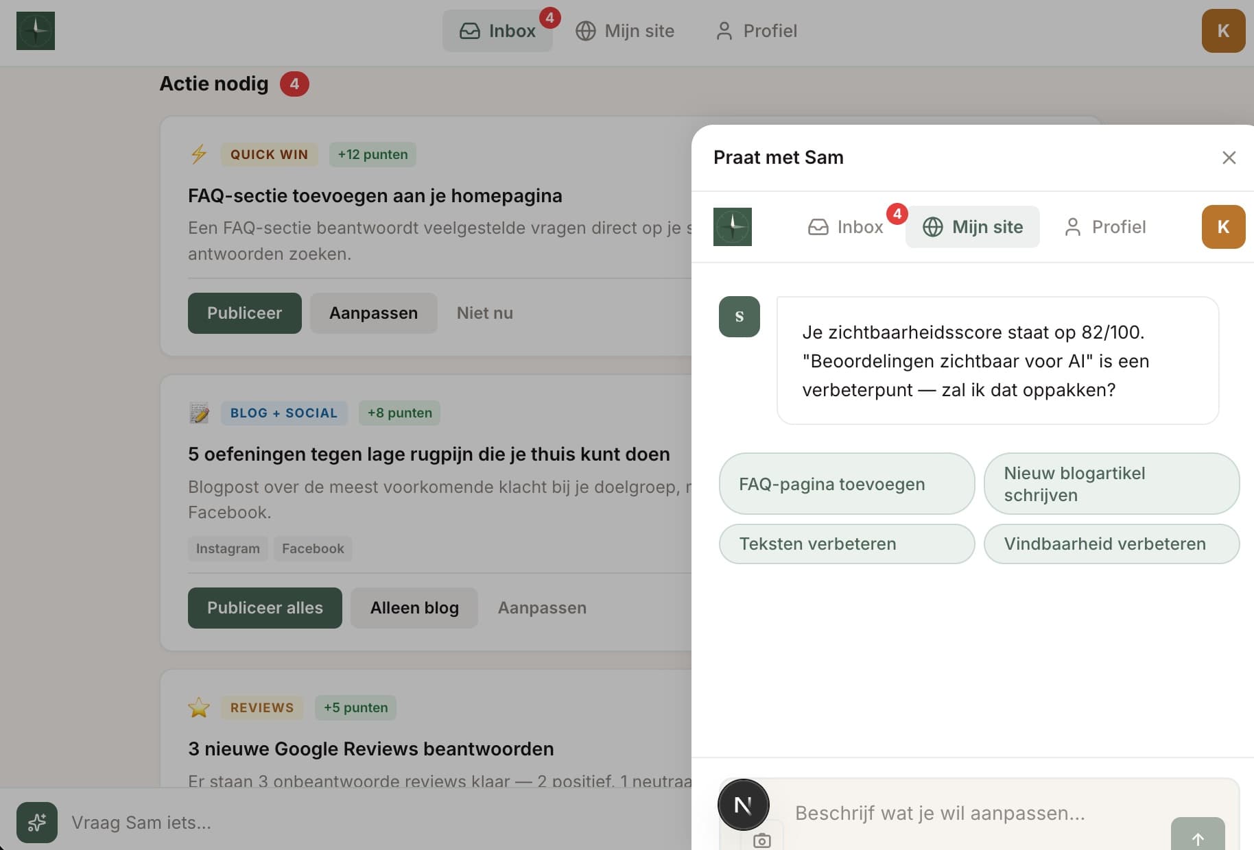 Blog beheer in Fyndex dashboard