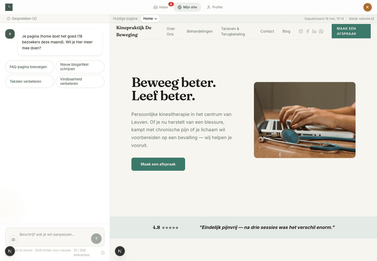 Sam AI-adviseur in het Fyndex dashboard