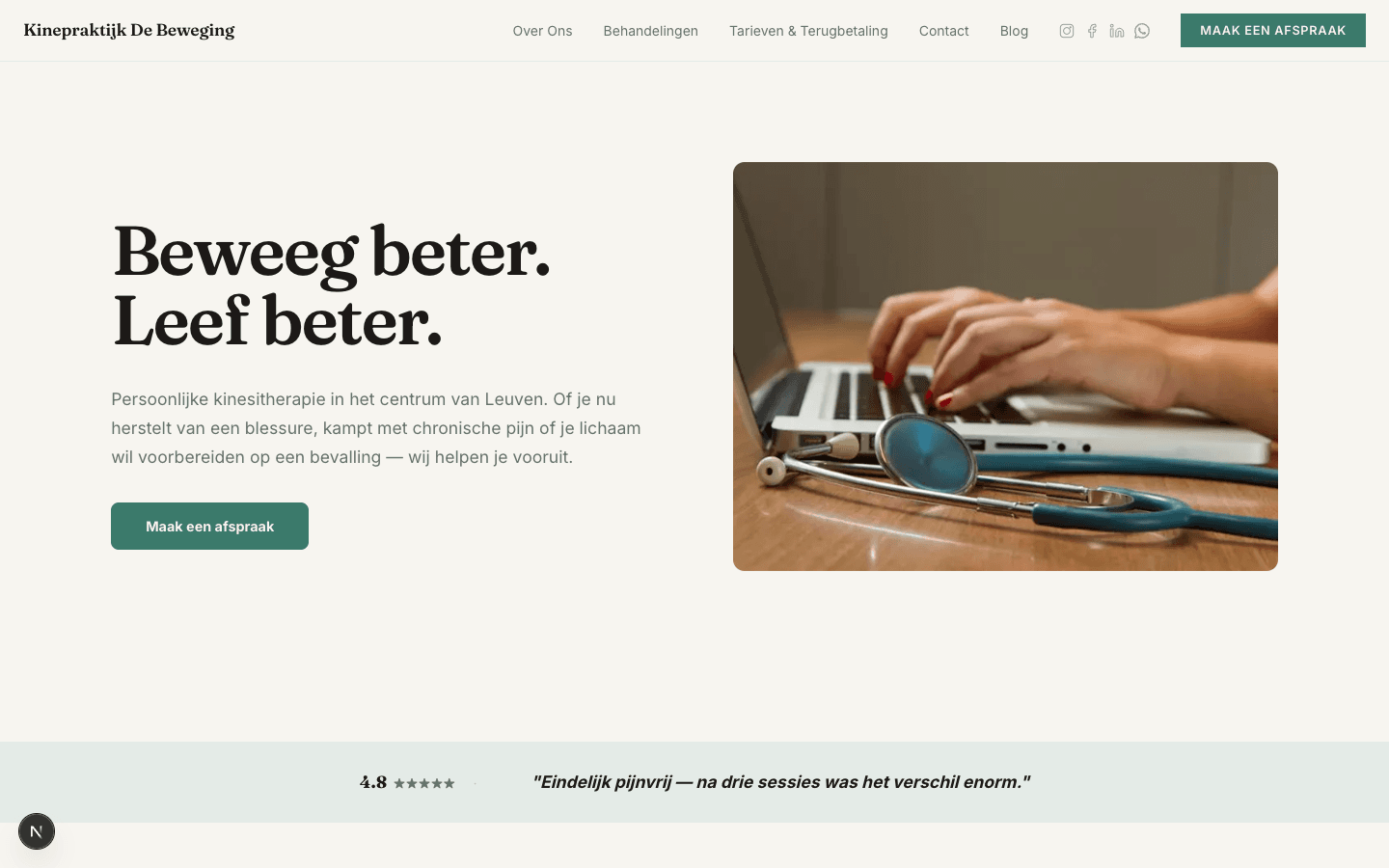 Kinepraktijk De Beweging — website